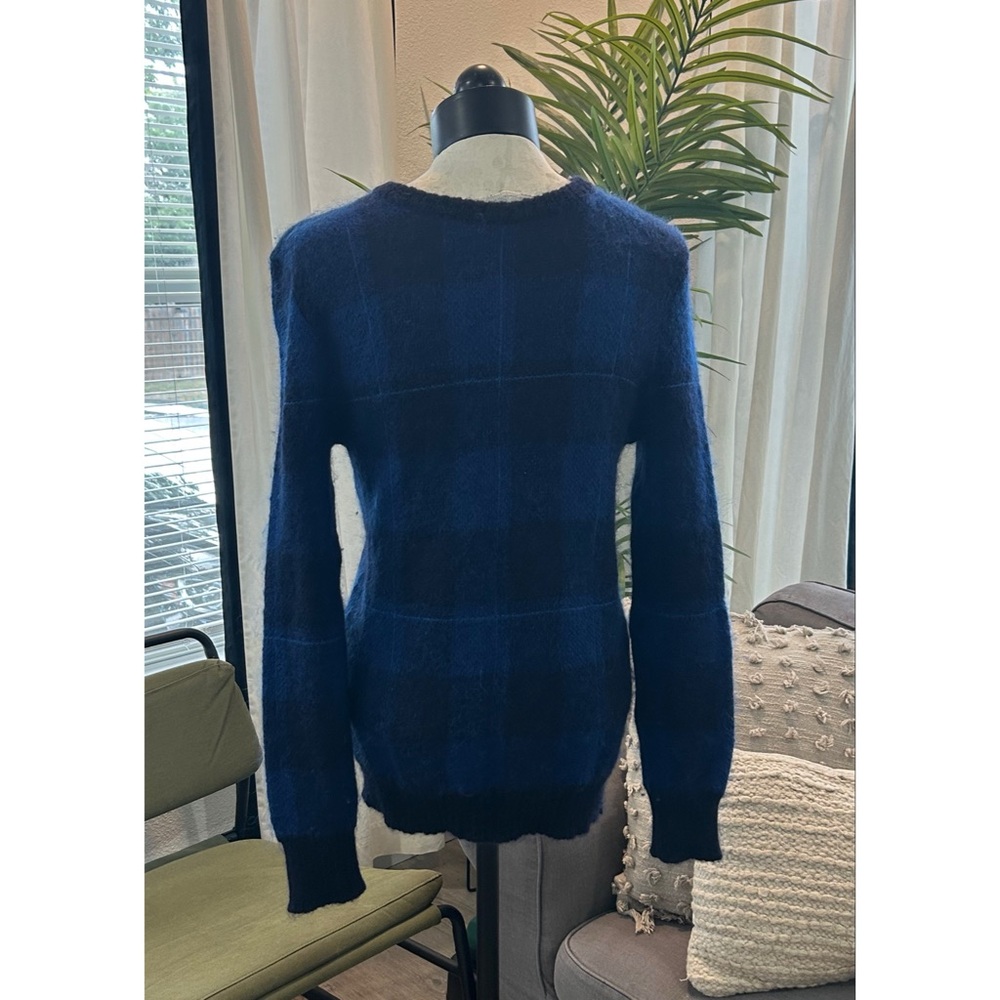TOMORROWLAND Men’s Wool Blend Crewneck Sweater Size Medium Navy Plaid